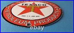 Vintage Texaco Gasoline Porcelain Metal Service Station Pump Plate Ad Sign