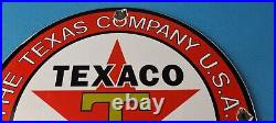 Vintage Texaco Gasoline Porcelain Metal Service Station Pump Plate Ad Sign