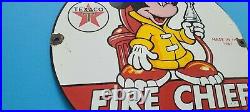 Vintage Texaco Gasoline Porcelain Mickey Mouse Chief Walt Disney Gas Pump Sign
