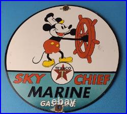 Vintage Texaco Gasoline Porcelain Mickey Mouse Sky Chief Disney Gas Pump Sign