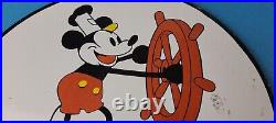 Vintage Texaco Gasoline Porcelain Mickey Mouse Sky Chief Disney Gas Pump Sign