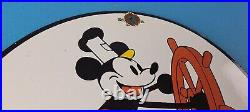 Vintage Texaco Gasoline Porcelain Mickey Mouse Sky Chief Disney Gas Pump Sign