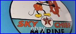 Vintage Texaco Gasoline Porcelain Mickey Mouse Sky Chief Disney Gas Pump Sign