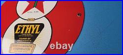 Vintage Texaco Gasoline Porcelain Motor Oil Service Station Pump Ethyl Sign