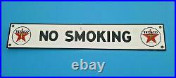 Vintage Texaco Gasoline Porcelain No Smoking Gas Oil Service Original Pump Sign