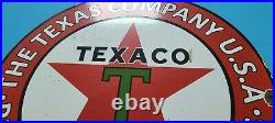 Vintage Texaco Gasoline Porcelain Petroleum Products Service Station Pump Sign