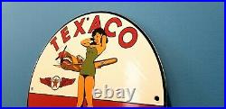 Vintage Texaco Gasoline Porcelain Pin Up American Girl Gas Oil Service Pump Sign