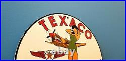 Vintage Texaco Gasoline Porcelain Pin Up American Girl Gas Oil Service Pump Sign