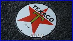 Vintage Texaco Gasoline Porcelain Sign Gas Oil Metal Station Pump Red Star Rare