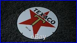 Vintage Texaco Gasoline Porcelain Sign Gas Oil Metal Station Pump Red Star Rare