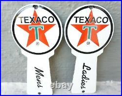 Vintage Texaco Gasoline Porcelain Sign Gas Oil Pump Plate Restroom Keys Rare