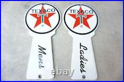 Vintage Texaco Gasoline Porcelain Sign Gas Oil Pump Plate Restroom Keys Rare