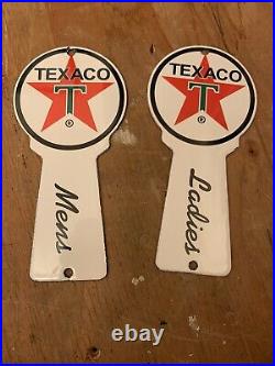 Vintage Texaco Gasoline Porcelain Sign Gas Oil Pump Plate Restroom Keys Service