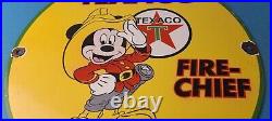 Vintage Texaco Gasoline Porcelain Sign Mickey Mouse Gas Pump Plate Sign