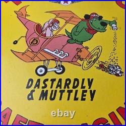 Vintage Texaco Gasoline Porcelain Sign Muttley Cartoon Gas Pump Plate Sign