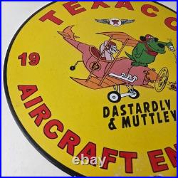 Vintage Texaco Gasoline Porcelain Sign Muttley Cartoon Gas Pump Plate Sign
