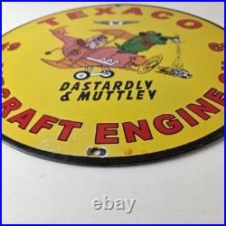 Vintage Texaco Gasoline Porcelain Sign Muttley Cartoon Gas Pump Plate Sign