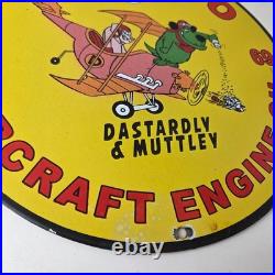 Vintage Texaco Gasoline Porcelain Sign Muttley Cartoon Gas Pump Plate Sign