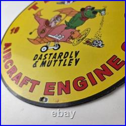 Vintage Texaco Gasoline Porcelain Sign Muttley Cartoon Gas Pump Plate Sign