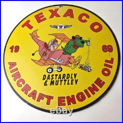 Vintage Texaco Gasoline Porcelain Sign Muttley Cartoon Gas Pump Plate Sign