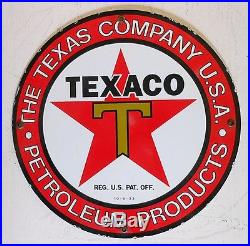 Vintage Texaco Gasoline Porcelain Sign Oil Gas Pump Plate No Reserve