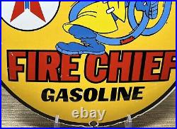 Vintage Texaco Gasoline Porcelain Sign Texas Motor Oil Gas Station Pump Plate