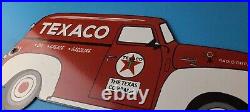 Vintage Texaco Gasoline Porcelain Sign Texas Sign Grease Gas Pump Plate Sign