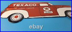 Vintage Texaco Gasoline Porcelain Sign Texas Sign Grease Gas Pump Plate Sign