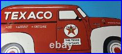 Vintage Texaco Gasoline Porcelain Sign Texas Sign Grease Gas Pump Plate Sign