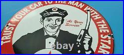 Vintage Texaco Gasoline Porcelain Star Attendant Service Station Pump Plate Sign