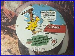 Vintage Texaco Gasoline Service Porcelain Metal Gas Pump Sign Motor Oil