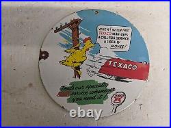 Vintage Texaco Gasoline Service Porcelain Metal Gas Pump Sign Motor Oil