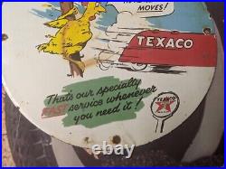 Vintage Texaco Gasoline Service Porcelain Metal Gas Pump Sign Motor Oil