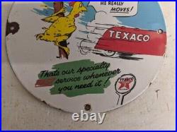 Vintage Texaco Gasoline Service Porcelain Metal Gas Pump Sign Motor Oil