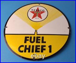 Vintage Texaco Gasoline Sign 12 Fuel Chief 1 Gas Pump Plate Porcelain Sign