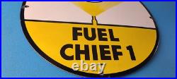 Vintage Texaco Gasoline Sign 12 Fuel Chief 1 Gas Pump Plate Porcelain Sign