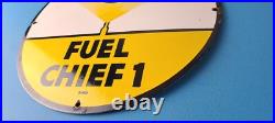 Vintage Texaco Gasoline Sign 12 Fuel Chief 1 Gas Pump Plate Porcelain Sign