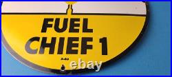 Vintage Texaco Gasoline Sign 12 Fuel Chief 1 Gas Pump Plate Porcelain Sign