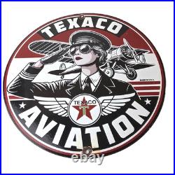Vintage Texaco Gasoline Sign Aviation Gas Pump Porcelain Sign
