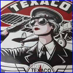 Vintage Texaco Gasoline Sign Aviation Gas Pump Porcelain Sign
