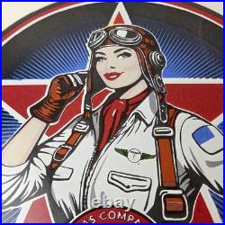 Vintage Texaco Gasoline Sign Aviation Gas Pump Porcelain Sign