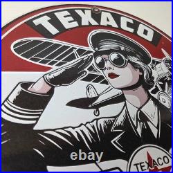 Vintage Texaco Gasoline Sign Aviation Gas Pump Porcelain Sign