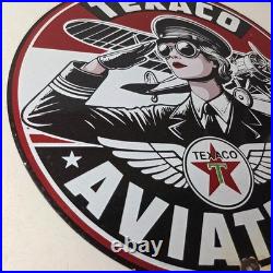 Vintage Texaco Gasoline Sign Aviation Gas Pump Porcelain Sign