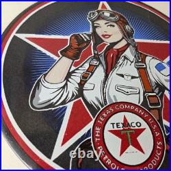 Vintage Texaco Gasoline Sign Aviation Gas Pump Porcelain Sign