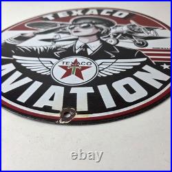 Vintage Texaco Gasoline Sign Aviation Gas Pump Porcelain Sign