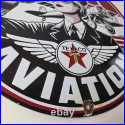 Vintage Texaco Gasoline Sign Aviation Gas Pump Porcelain Sign