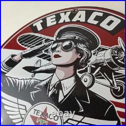 Vintage Texaco Gasoline Sign Aviation Gas Pump Porcelain Sign