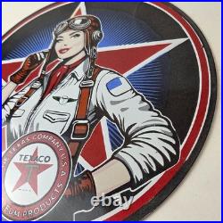 Vintage Texaco Gasoline Sign Aviation Gas Pump Porcelain Sign
