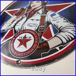 Vintage Texaco Gasoline Sign Aviation Gas Pump Porcelain Sign