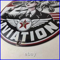 Vintage Texaco Gasoline Sign Aviation Gas Pump Porcelain Sign